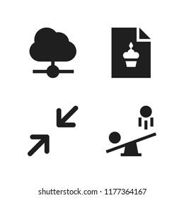 idea icon. 4 idea vector icons set. cloud computing, birthday card and seesaw icons for web and design about idea theme