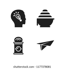 idea icon. 4 idea vector icons set. having an idea, can and paper airplane icons for web and design about idea theme