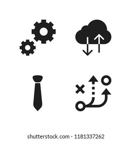idea icon. 4 idea vector icons set. tie of a businessman or information letter interface symbol, strategy and cloud computing icons for web and design about idea theme