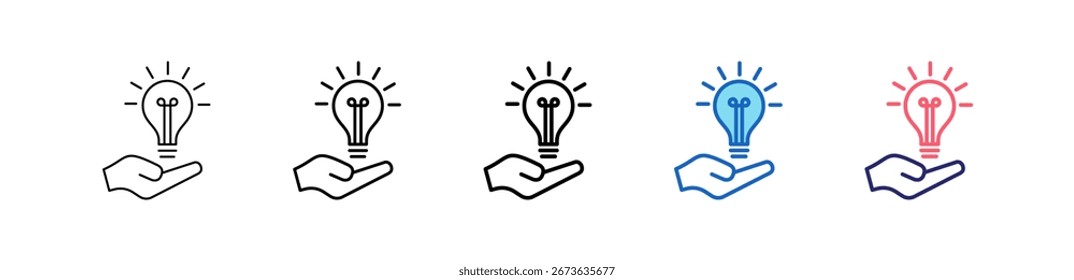 Ícone De Ideia Em 5 Estilos Diferentes Definir Coleção.