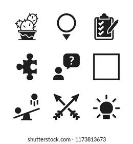 idea icon. 9 idea vector icons set. seesaw, gps pin and bulb icons for web and design about idea theme