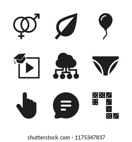 idea icon. 9 idea vector icons set. balloon, leaf and educational video icons for web and design about idea theme