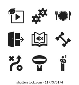 idea icon. 9 idea vector icons set. gear, restaurant icon and balloon icons for web and design about idea theme