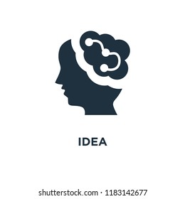 Idea icon. Black filled vector illustration. Idea symbol on white background. Can be used in web and mobile.