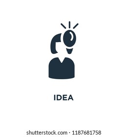 Idea icon. Black filled vector illustration. Idea symbol on white background. Can be used in web and mobile.