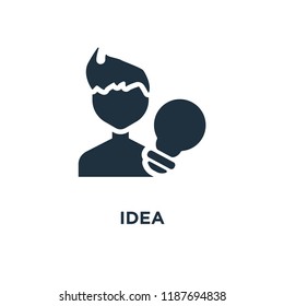 Idea icon. Black filled vector illustration. Idea symbol on white background. Can be used in web and mobile.