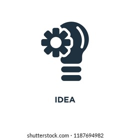 Idea icon. Black filled vector illustration. Idea symbol on white background. Can be used in web and mobile.
