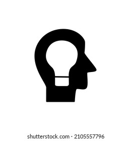 Idea Icon in black flat glyph, filled style isolated on white background