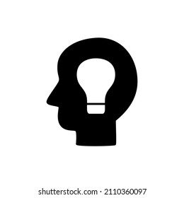 Idea Icon in black flat glyph, filled style isolated on white background