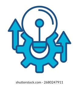 Ideensymbol in blauem monochromen Flachdesign, Vektorgrafik