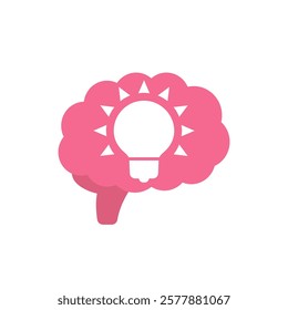 idea icon with a brain, flat design