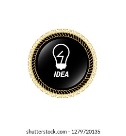idea icon - bulb symbol and glossy round button