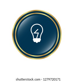 idea icon - bulb symbol and glossy round button