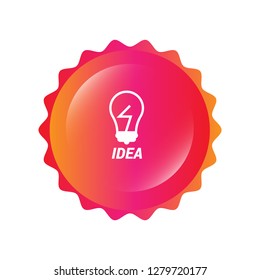 idea icon - bulb symbol and glossy round button