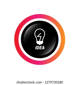 idea icon - bulb symbol and glossy round button