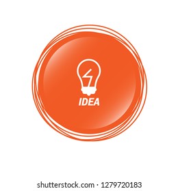 idea icon - bulb symbol and glossy round button