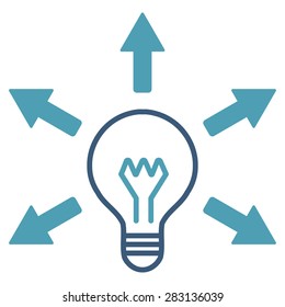 Idea icon from Business Bicolor Set. Vector style: bicolor flat symbol, cyan and blue colors, rounded angles, white background.