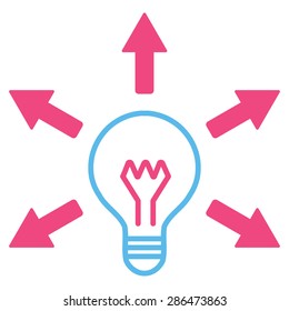 Idea icon from Business Bicolor Set. Vector style: bicolor flat symbol, pink and blue colors, rounded angles, white background.