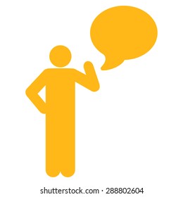 Idea icon from Business Bicolor Set. This flat vector symbol uses yellow color, rounded angles, and isolated on a white background.