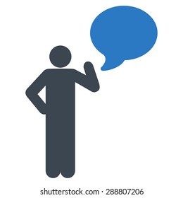 Idea icon from Business Bicolor Set. This flat vector symbol uses smooth blue colors, rounded angles, and isolated on a white background.
