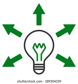 Idea icon from Business Bicolor Set. Vector style: bicolor flat symbol, green and gray colors, rounded angles, white background.