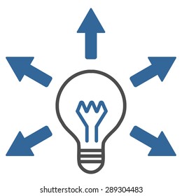Idea icon from Business Bicolor Set. Vector style: bicolor flat symbol, cobalt and gray colors, rounded angles, white background.