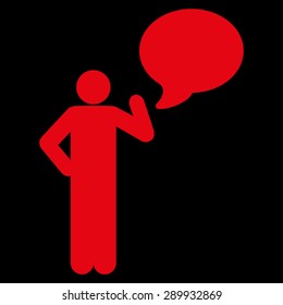 Idea icon from Business Bicolor Set. This flat vector symbol uses red color, rounded angles, and isolated on a black background.
