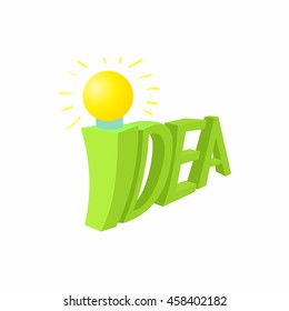 Idea icon in cartoon style isolated on white background. Concept symbol