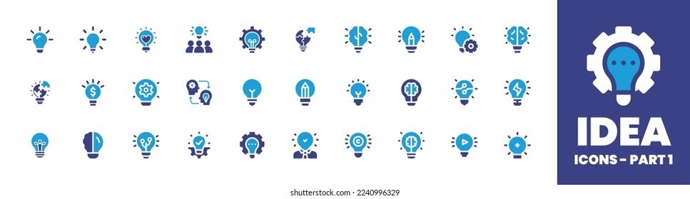 Idea icon collection. Duotone color. Vector illustration. Containing idea, light, solution, exchange ideas, lightbulb, creativity, light bulb, innovation.