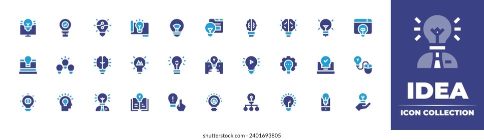 Idea icon collection. Duotone color. Vector and transparent illustration. Containing idea, creativity, intelligence, light bulb, good idea, ideas.