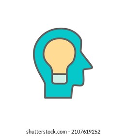 Icono de ideas en icono de color, aislado en fondo blanco 