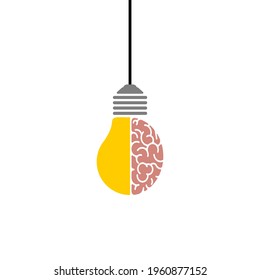 Icono de Idea. Icono de idea creativa. Cerebro con ilustración vectorial de bombilla. símbolo de signo de solución. ilustración vectorial