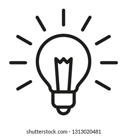 Idea icon, creativity symbol, lamp linear pictogram