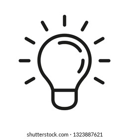 Idea icon, creativity symbol, lamp linear pictogram