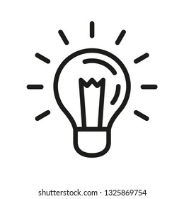 Idea icon, creativity symbol, lamp linear pictogram