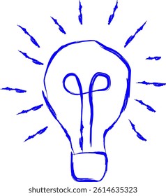 idea icon in doodle style. blue line scribble icon
