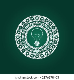 idea icon drawn chalk emblem, retro style, chalk or chalkboard texture. 