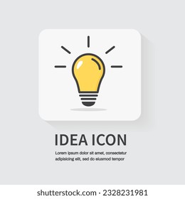 icono de idea. Símbolo de energía y pensamiento. Idea creativa e inspiración. Bombilla. Ilustración del vector
