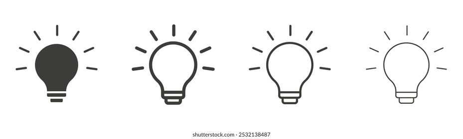 Idea icon in fill and three stroke sizes