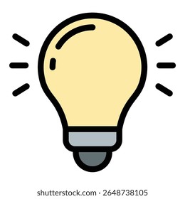 Idea icon ilustração de estilo de linha plana representando criatividade, inovação e inspiração, adequado para sessões de brainstorming, pensamento de design e projetos de resolução de problemas