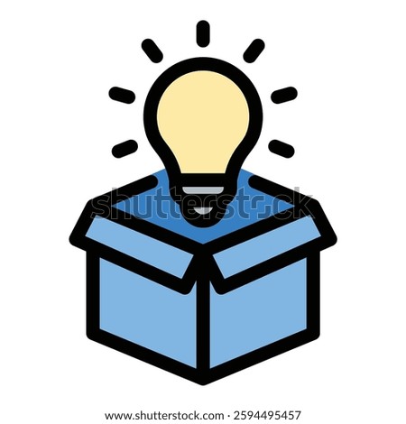 Idea icon in flat line style representing creativity innovation and inspiration ideal for brainstorming and problem-solving concepts.