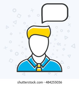 Idea icon in flat style. Person thinks and wants to express an opinion. Colored sign for website, mobile app, design project. Vector illustration.