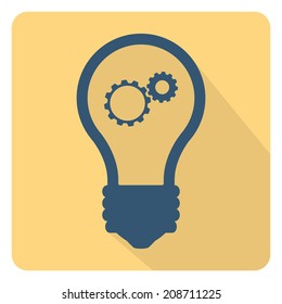 Idea icon. Gears. Flat design. Vector illustration.
