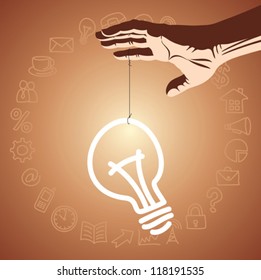 idea of icon with human hand