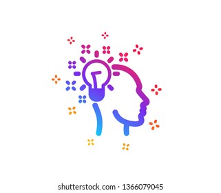 Idea icon. Human head with light bulb sign. Inspiration symbol. Dynamic shapes. Gradient design idea icon. Classic style. Vector