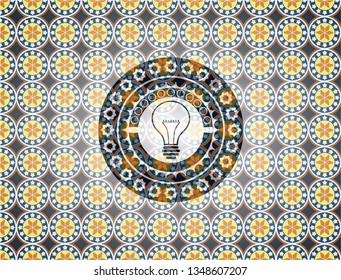 idea icon inside arabesque badge. arabic decoration.
