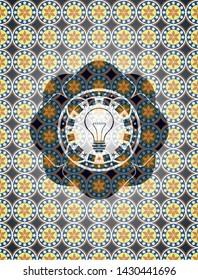 idea icon inside arabesque badge. arabic decoration.