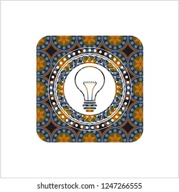 idea icon inside arabesque emblem. arabic decoration.