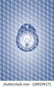 idea icon inside blue hexagon badge.