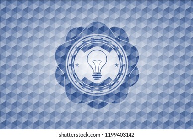idea icon inside blue polygonal badge.